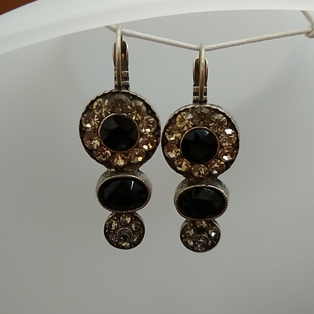 Jet/Blk Diamond SWAROVSKI Crystal EARRINGS